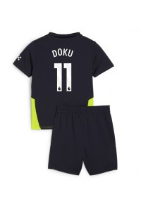 Fotbalové Dres Manchester City Jeremy Doku #11 Dětské Venkovní Oblečení 2024-25 Krátký Rukáv (+ trenýrky)